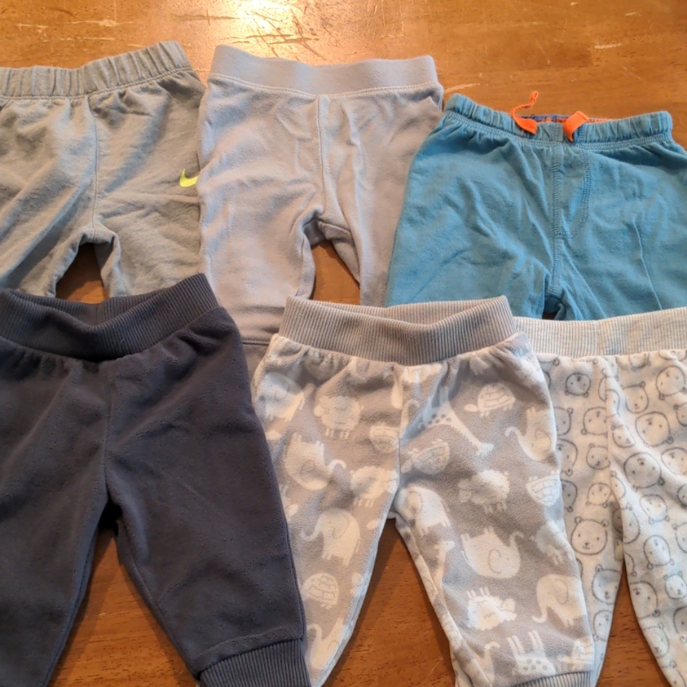 6 pieces 3-9 month various sizes baby pants